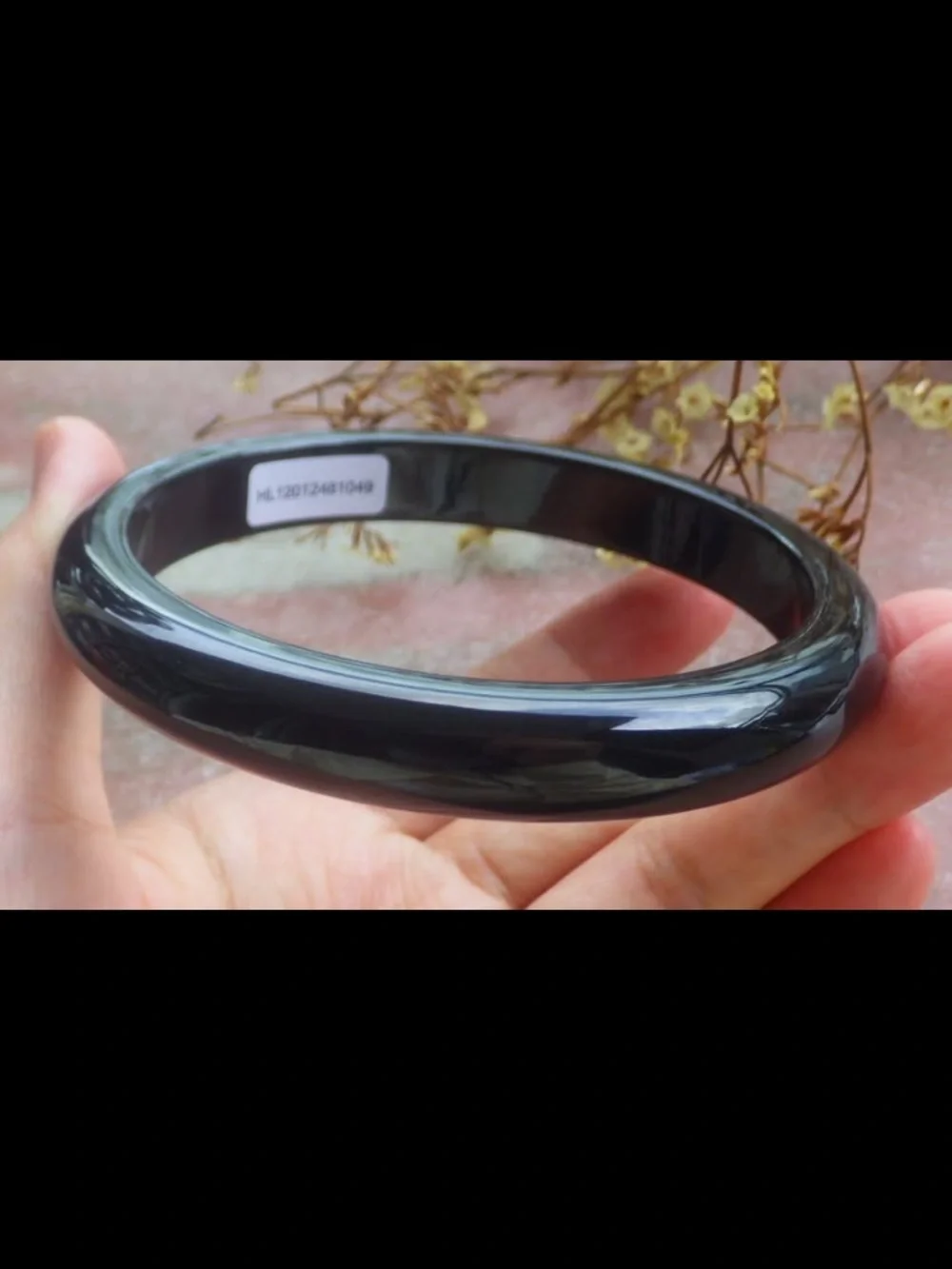 Elegant black bangle Certificate Jadeite luck Bangle Bracelet 72mm 8.75 inches